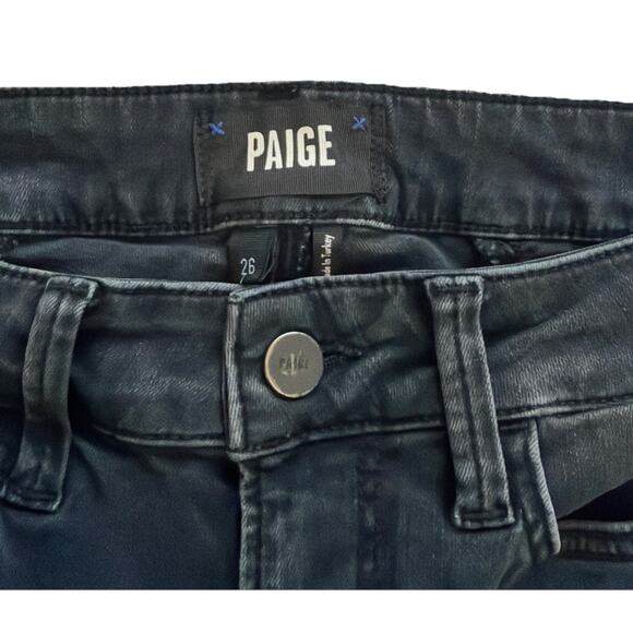 Paige Jeans Womens 26 Genevieve Flare Faded Black Stretch Denim Boho Retro - Picture 3 of 9